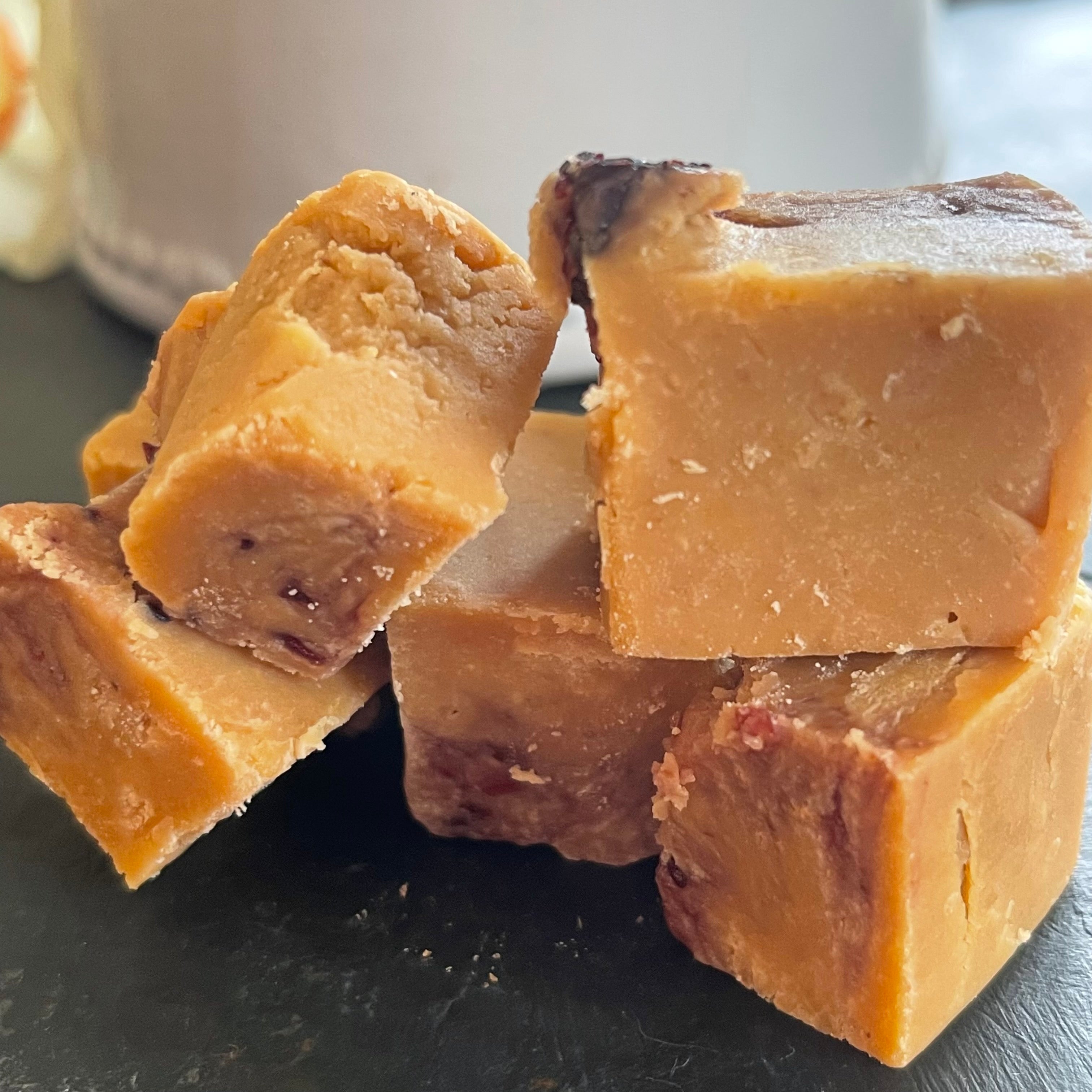 Blackcurrant and clotted cream fudge, handmade in Yorkshire