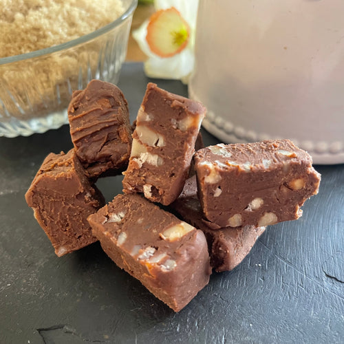 amaretto with Chocolate and Almond fudge, handmade, artisan and delicious