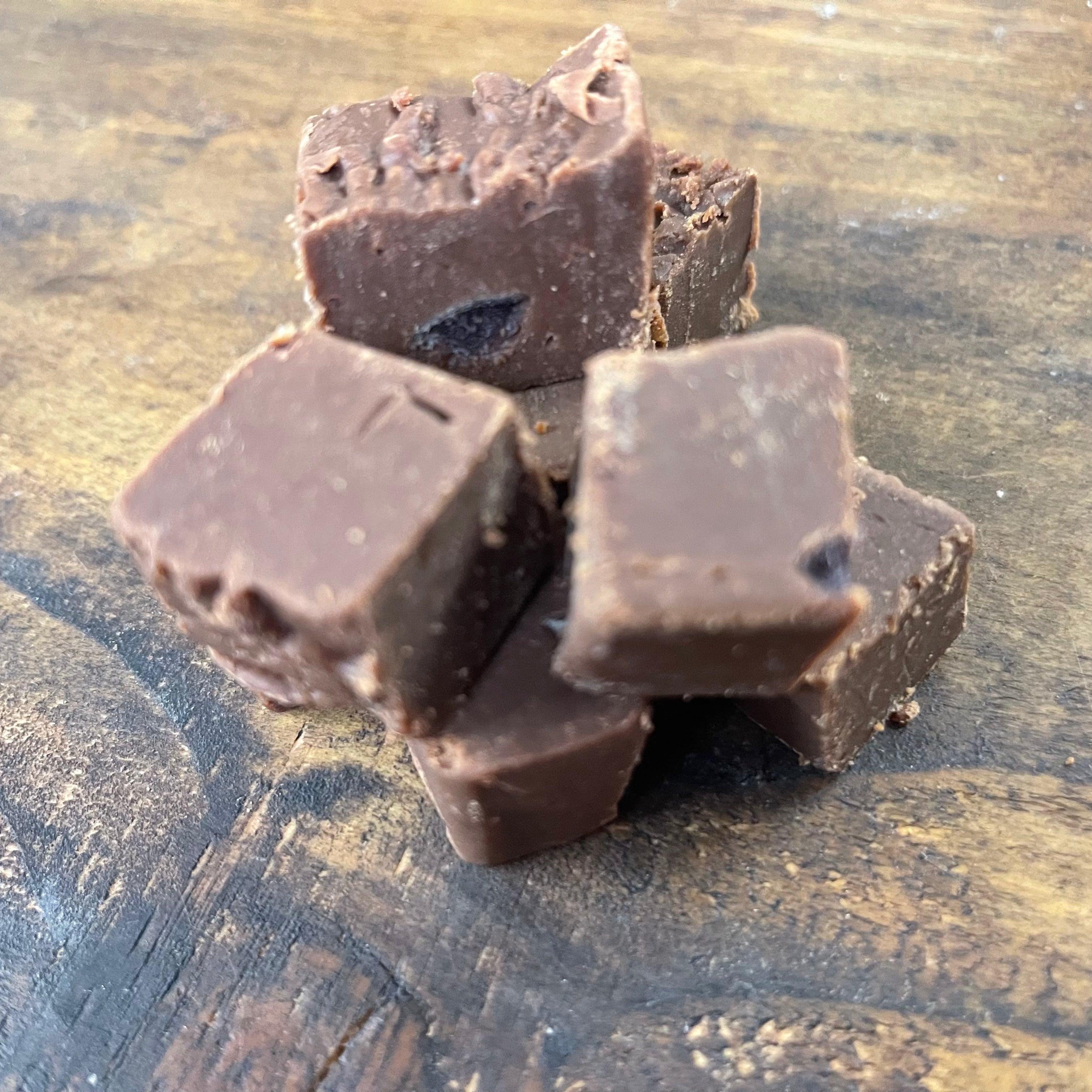 handmade cherry fudge with chocolate